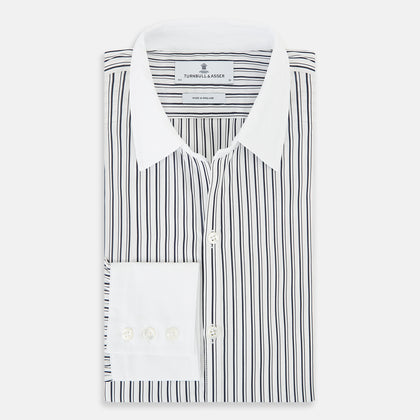SHIRTS RF WH WINDSOR OPEN CLR WH 3BC NAVY STRIPE Image 4