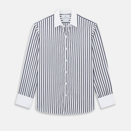 SHIRTS RF WH WINDSOR OPEN CLR WH 3BC NAVY STRIPE
