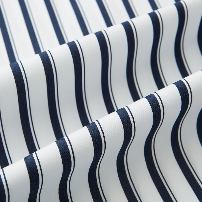 Windsor Shadow Stripe Navy Open Collar Regular Fit Shirt in Cotton Image 7