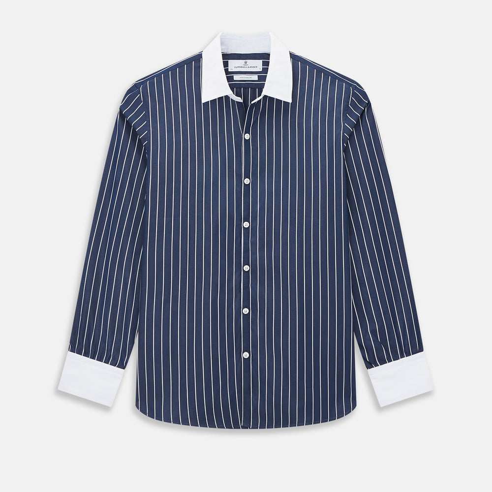 SHIRTS RF WH WINDSOR OPEN CLR WH 3BC WH STR ON NVY 14.5