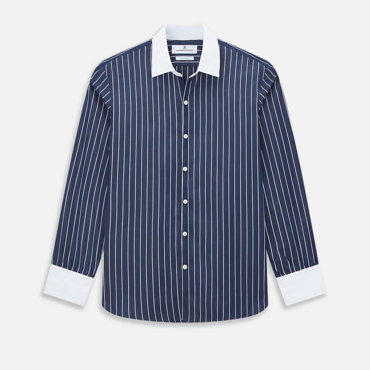 View 1 of product SHIRTS RF WH WINDSOR OPEN CLR WH 3BC WH STR ON NVY 14.5