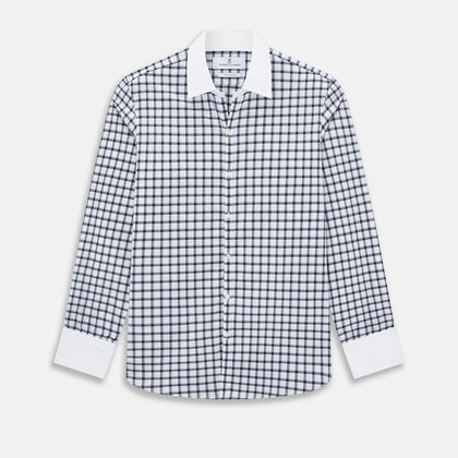 SHIRTS RF WH WINDSOR OPEN CLR WH 3BC NAVY CHECK