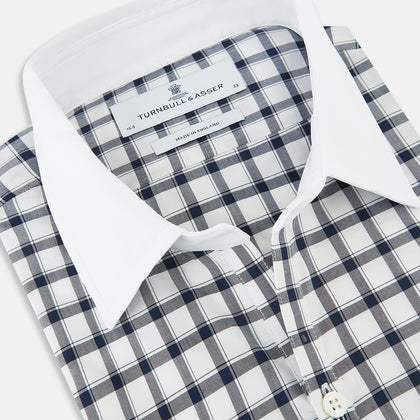 SHIRTS RF WH WINDSOR OPEN CLR WH 3BC NAVY CHECK Image 1