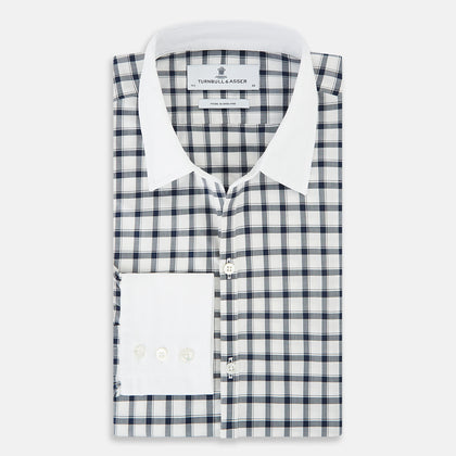 SHIRTS RF WH WINDSOR OPEN CLR WH 3BC NAVY CHECK Image 4