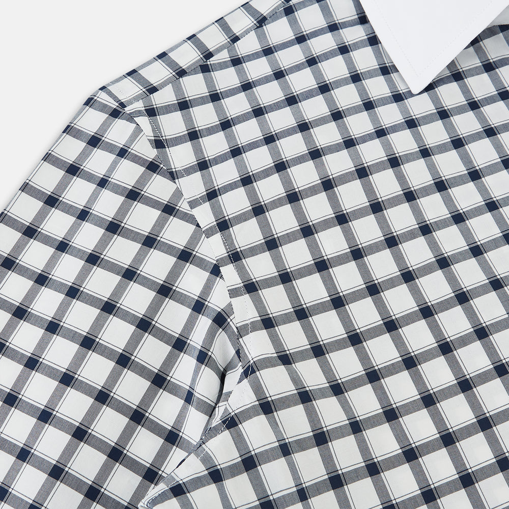 SHIRTS RF WH WINDSOR OPEN CLR WH 3BC NAVY CHECK 18.5