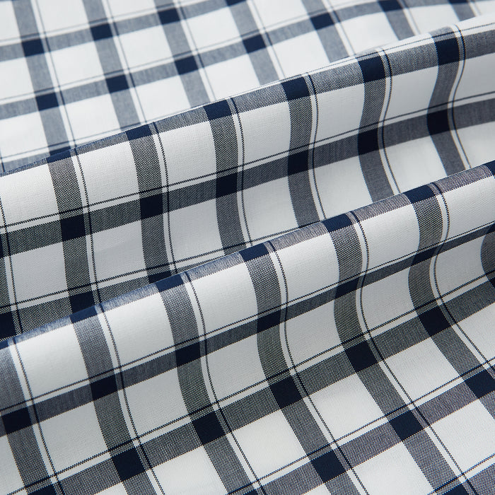 Windsor Tattersall Check Navy Open Collar Regular Fit Shirt in Cotton Image 7