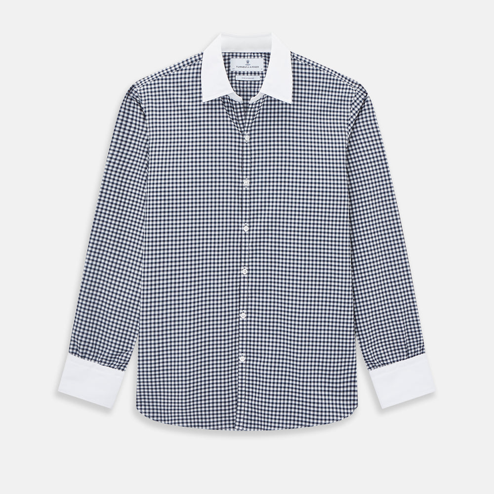 SHIRTS RF WH WINDSOR OPEN CLR WH 3BC NAVY CHECK 17