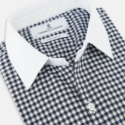 SHIRTS RF WH WINDSOR OPEN CLR WH 3BC NAVY CHECK Image 1