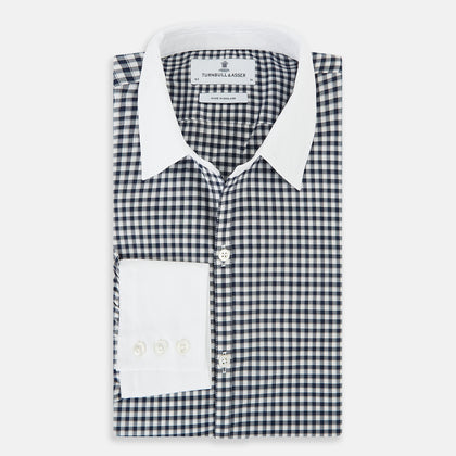 SHIRTS RF WH WINDSOR OPEN CLR WH 3BC NAVY CHECK Image 4