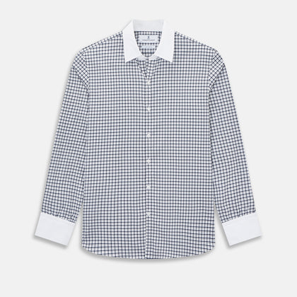 SHIRTS RF WH WINDSOR OPEN CLR WH 3BC NAVY CHECK