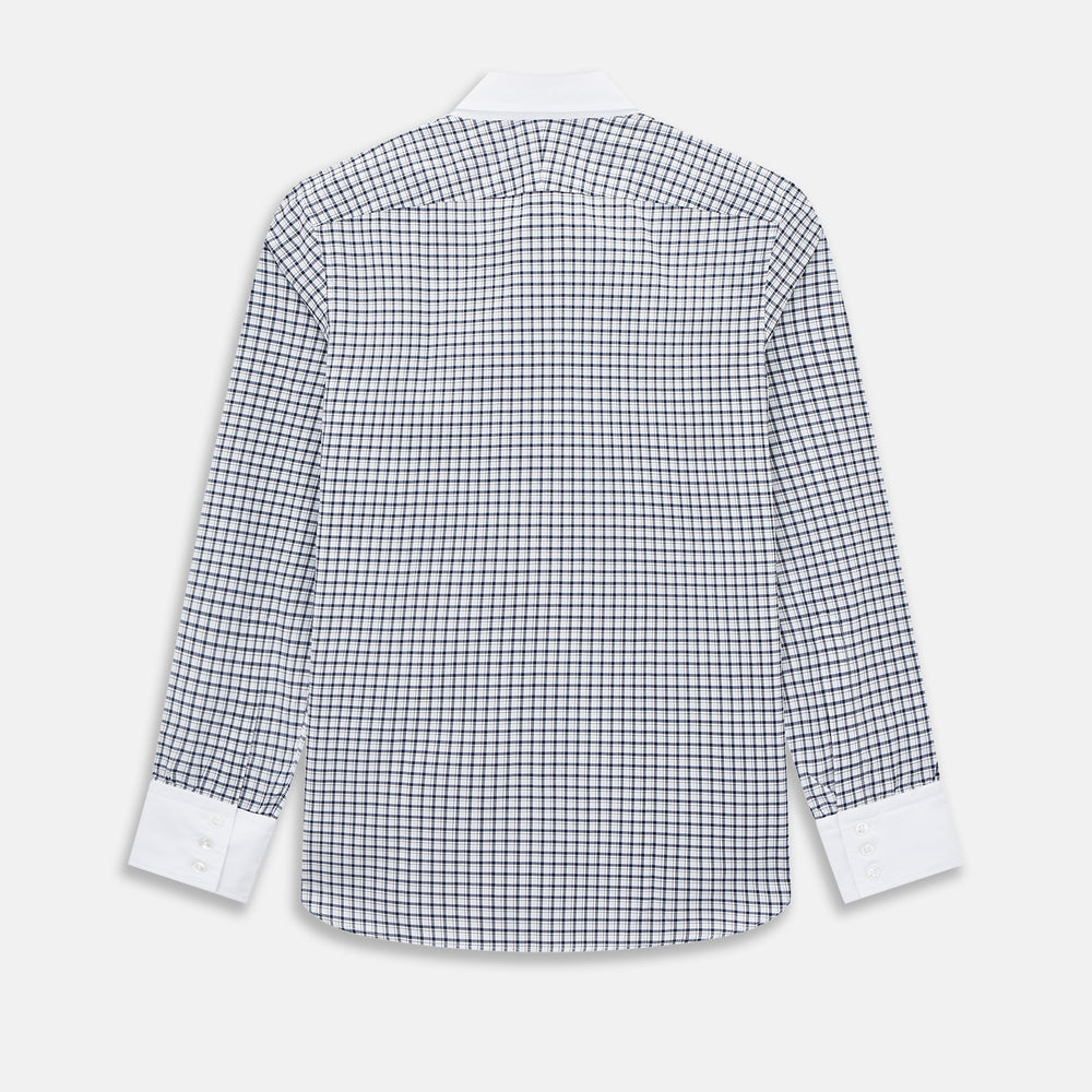 SHIRTS RF WH WINDSOR OPEN CLR WH 3BC NAVY CHECK 17.5
