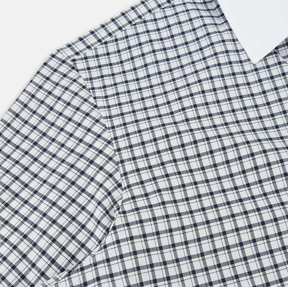 SHIRTS RF WH WINDSOR OPEN CLR WH 3BC NAVY CHECK 17.5