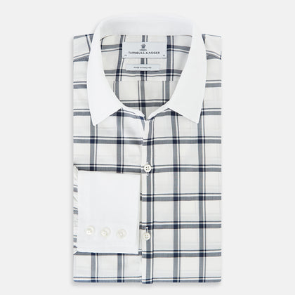 SHIRTS RF WH WINDSOR OPEN CLR WH 3BC NAVY CHECK Image 4