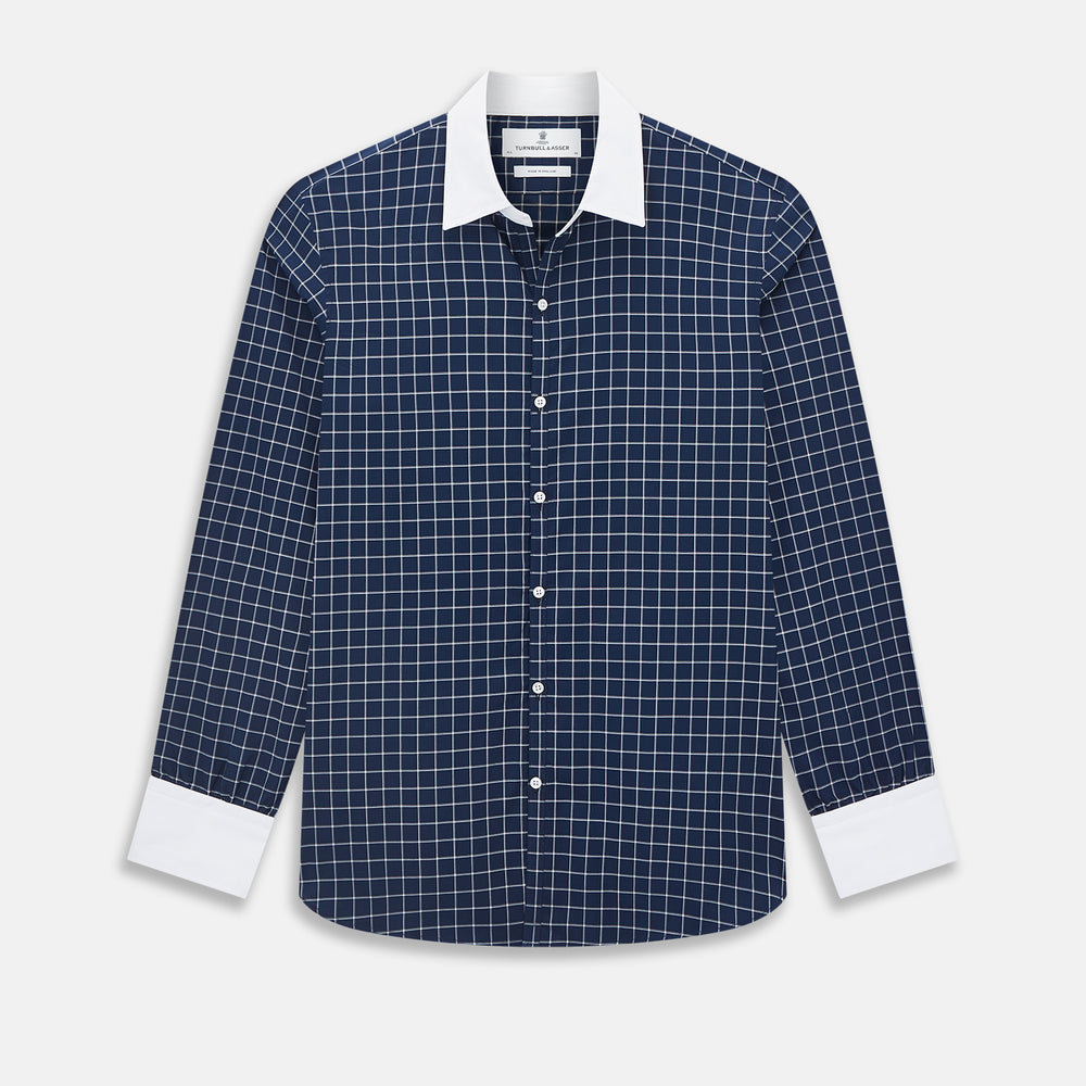 SHIRTS RF WH WINDSOR OPEN CLR WH 3BC WH CHK ON NVY 14.5
