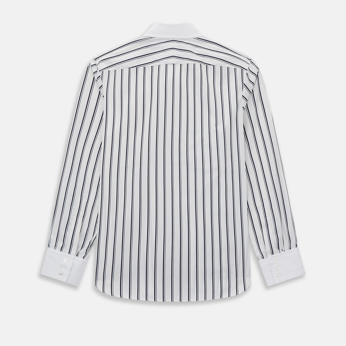 Westminster Double Stripe White Closed Collar Regular Fit Shirt in Cotton Image 2