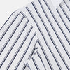 View 6 of product Turnbull & Asser Westminster Double Stripe White Closed Collar Regular Fit Shirt in Cotton featuring a vertical black double-stripe pattern on a white background with a white collar and cuffs.