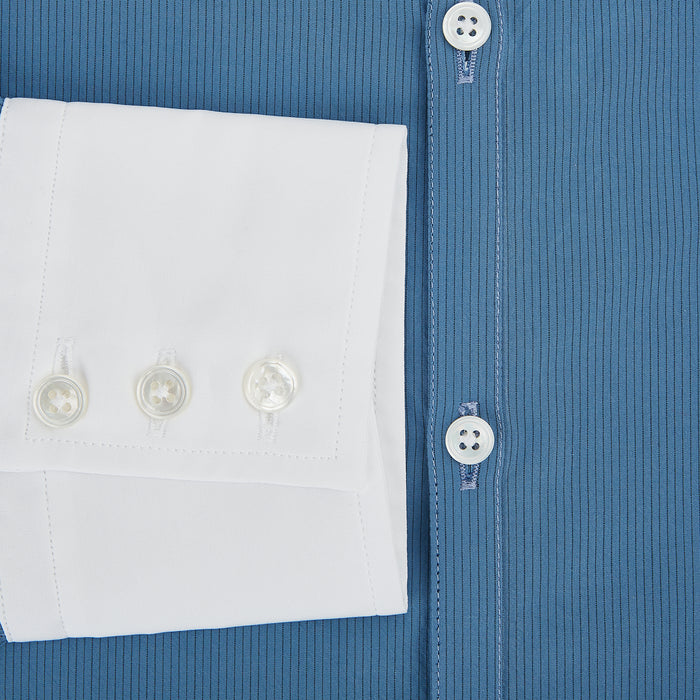 Colony Blue Pinstripe Westminster Shirt with Contrast Collar & Cuffs Image 3