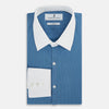 View 5 of product Colony Blue Pinstripe Westminster Shirt with Contrast Collar & Cuffs 19