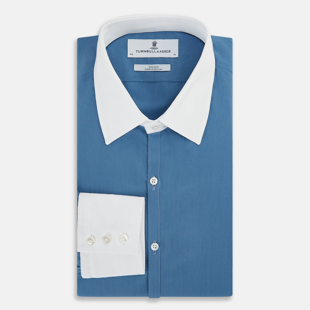 Colony Blue Pinstripe Westminster Shirt with Contrast Collar & Cuffs 19
