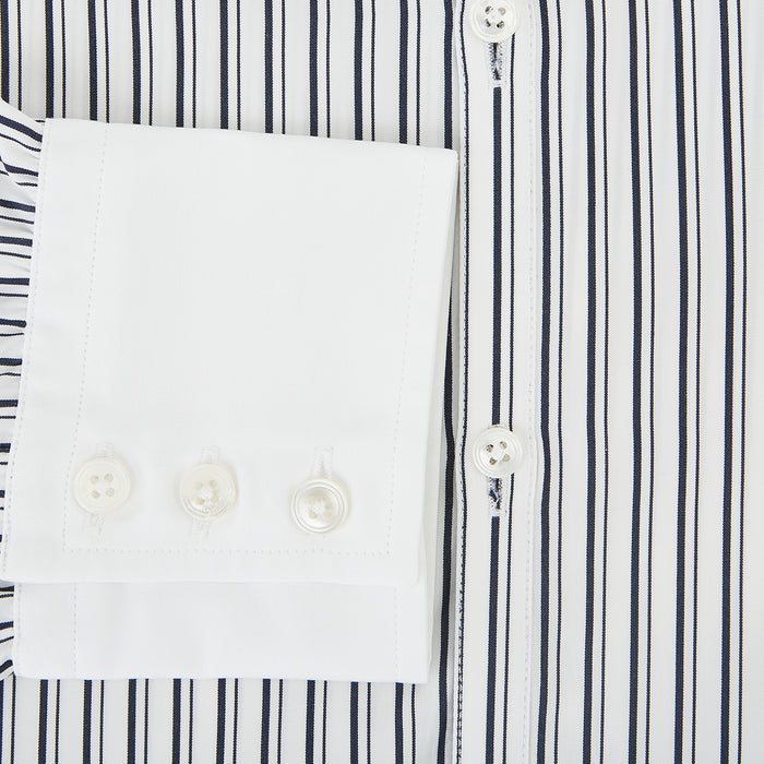 Westminster Fancy Stripe Navy Closed Collar Regular Fit Shirt in Cotton Image 3