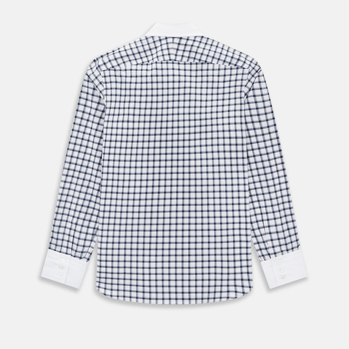 Westminster Tattersall Check Navy Closed Collar Regular Fit Shirt in Cotton Image 2
