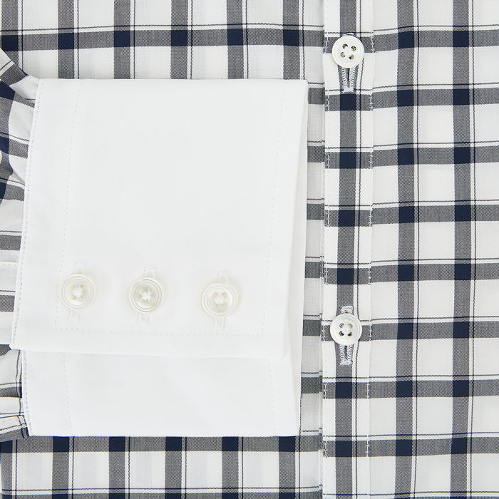 Westminster Tattersall Check Navy Closed Collar Regular Fit Shirt in Cotton Image 3