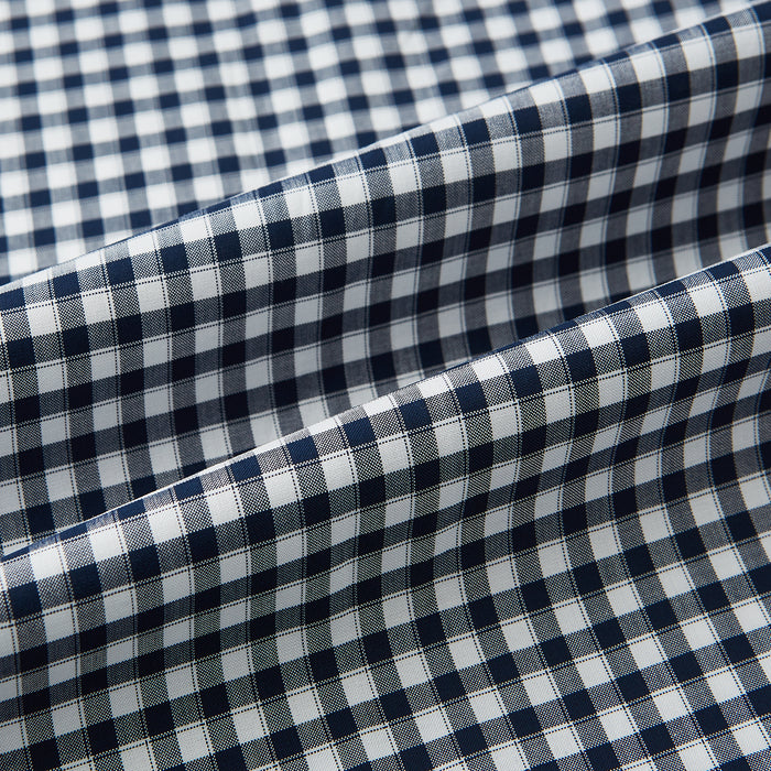 Westminster Gingham Check Navy Closed Collar Regular Fit Shirt in Cotton Image 7
