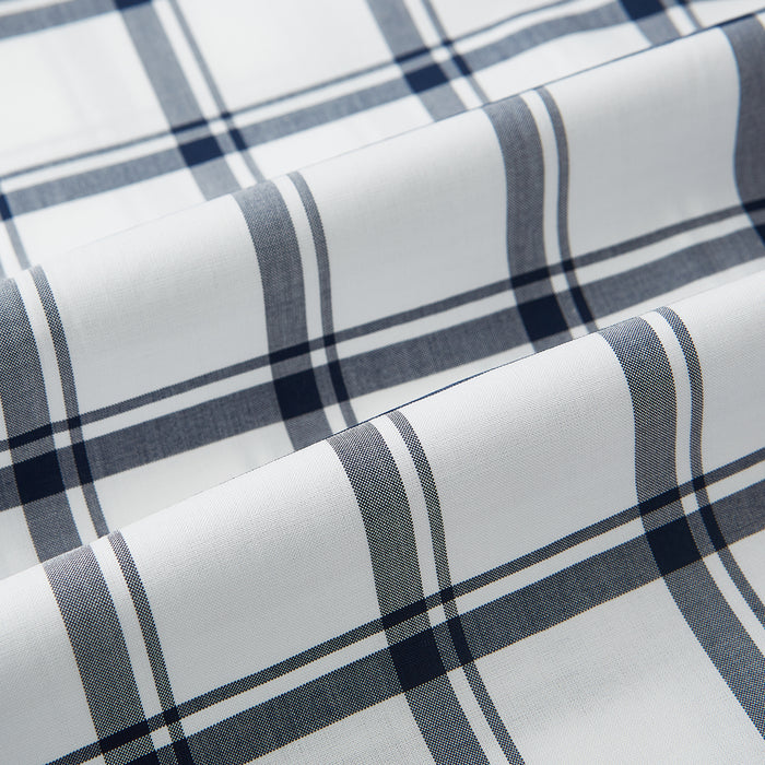 Westminster Windowpane Check Navy Closed Collar Regular Fit Shirt in Cotton Image 7