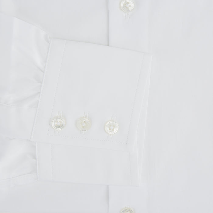 Tailored Fit Plain White Cotton Shirt with Kent Collar and 3-Button Cuffs Image 2