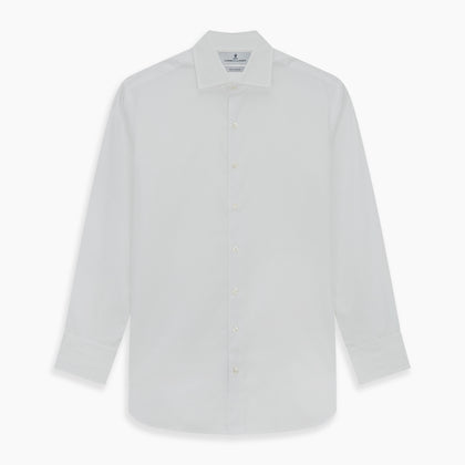 Tailored Fit Plain White Cotton Shirt with Kent Collar and 3-Button Cuffs Image 4