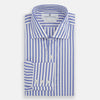 View 1 of product A Tailored Fit Blue and White Candy Stripe Shirt with Kent collar and 3-button cuffs by Turnbull & Asser, featuring the brand's label inside the collar.
