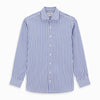 View 1 of product A Tailored Fit Blue and White Candy Stripe Shirt with Kent collar and 3-button cuffs by Turnbull & Asser, featuring the brand's label inside the collar.
