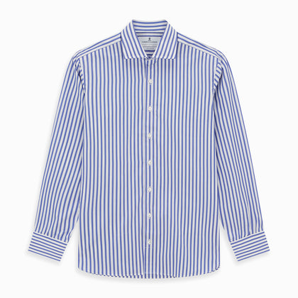 Tailored Fit Blue and White Candy Stripe Shirt with Kent Collar and 3-Button Cuffs Image 2