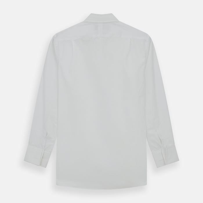 Tailored Fit Plain White Cotton Shirt with Kent Collar and Double Cuffs Image 2