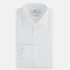 View 5 of product Turnbull & Asser's Tailored Fit Plain White Cotton Shirt features a Kent collar and double cuffs, shown on a white background.