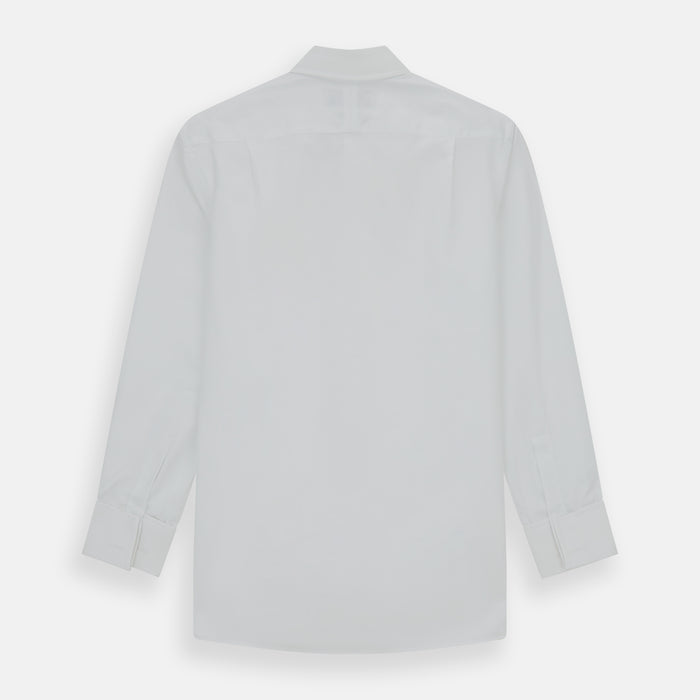 Tailored Fit White Royal Oxford Cotton Shirt with Kent Collar and Double Cuffs Image 2