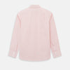 View 6 of product The Fine Striped Coral on White Tailored Fit Shirt in Cotton by Turnbull & Asser UK is a light pink long-sleeve button-up dress shirt with a collar, featuring subtle coral stripe detailing, displayed flat against a white background.