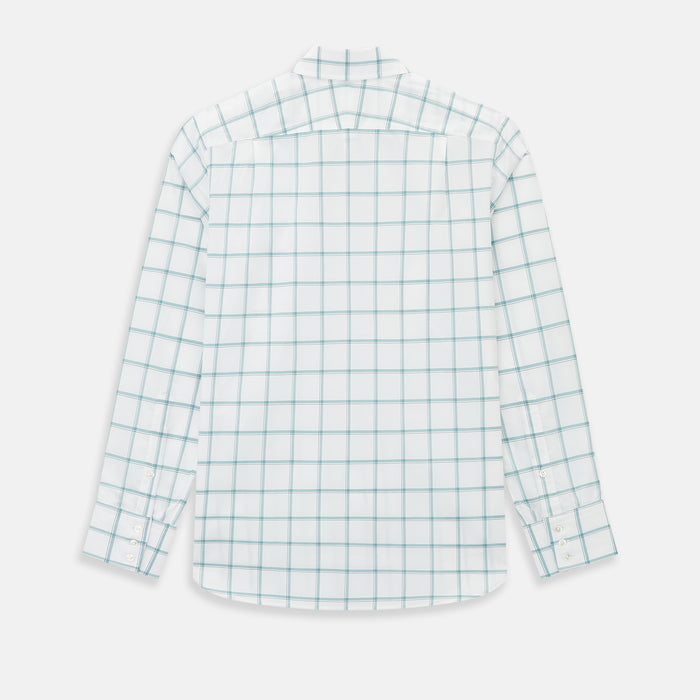 Large Checked Sage on White Tailored Fit Shirt in Cotton Image 2