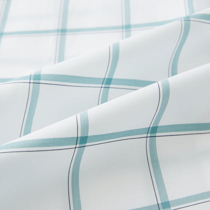 Large Checked Sage on White Tailored Fit Shirt in Cotton Image 7