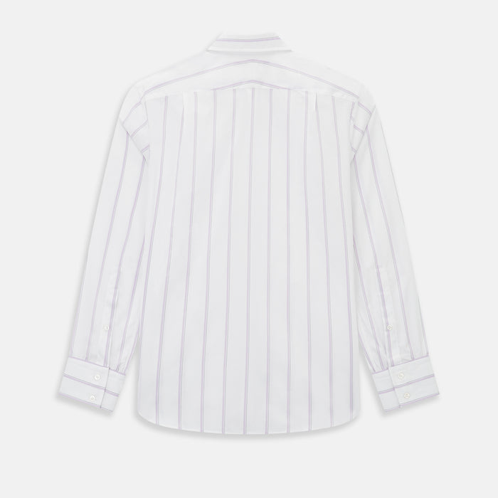 Track Striped Pink on White Tailored Fit Shirt in Cotton Image 2