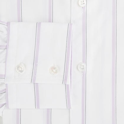 Track Striped Pink on White Tailored Fit Shirt in Cotton Image 3