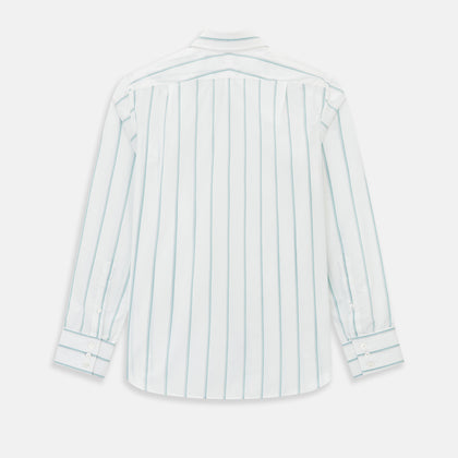 Track Striped Sage on White Tailored Fit Shirt in Cotton Image 2