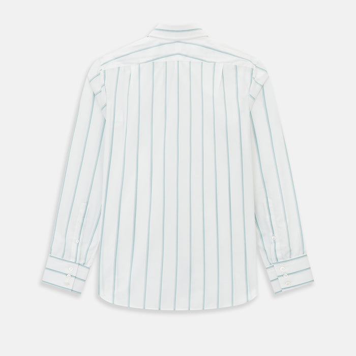 Track Striped Sage on White Tailored Fit Shirt in Cotton Image 2