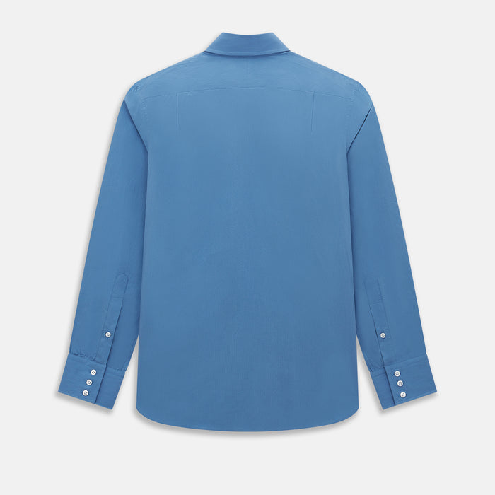 Pinstriped Colony Blue Tailored Fit Shirt in Cotton Image 2