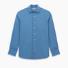 View 6 of product The Turnbull & Asser UK SHIRTS NEW TF KENT CLR 3BC COLONY BLUE/NAVY STRIPE is a long-sleeve button-up dress shirt featuring a pointed Kent collar, white buttons, and buttoned cuffs, shown against a plain white background.