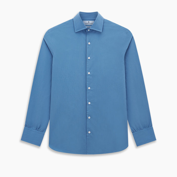 Pinstriped Colony Blue Tailored Fit Shirt in Cotton Image 5