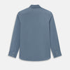 View 3 of product A long-sleeved, button-down Kent collar shirt by Turnbull & Asser UK, featuring a steel gray and navy stripe pattern, displayed on a plain white background.
