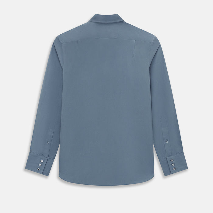 Pinstriped Steel Grey Tailored Fit Shirt in Cotton Image 2