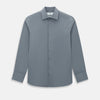 View 1 of product A long-sleeve, button-up men’s dress shirt by Turnbull & Asser UK, the SHIRTS NEW TF KENT CLR 3BC GRAY/NAVY STRIPE, featuring a pointed Kent collar and buttoned cuffs in a gray and navy stripe pattern, displayed against a plain white background.