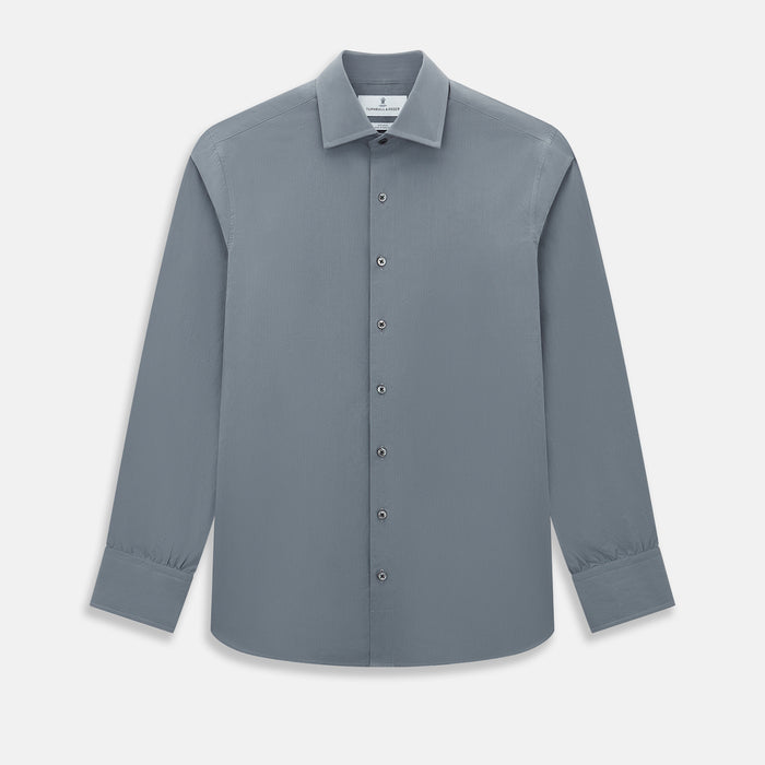 Pinstriped Grey Tailored Fit Shirt in Cotton